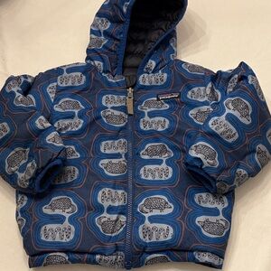 Patagonia 3T Reversible Down Sweater Hoodie -The Fantastics/Superior Blue